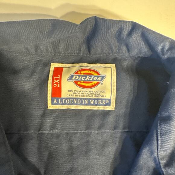 Dickies Shirt Mens 2XL Black Short Sleeve Work Button Front Twill Pockets - Picture 3 of 5